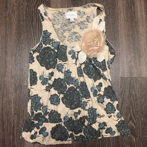 Deletta floral sleeveless top w/ flower